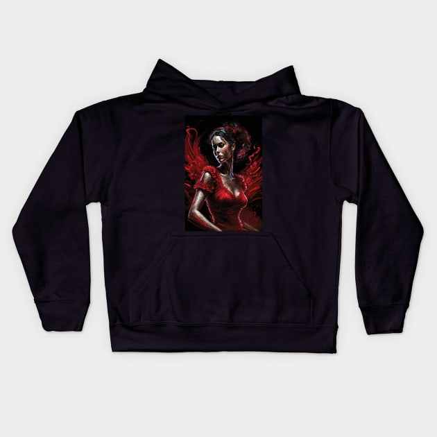 Captivating Tango: The Seduction of a Woman in Red Kids Hoodie by PixelProphets